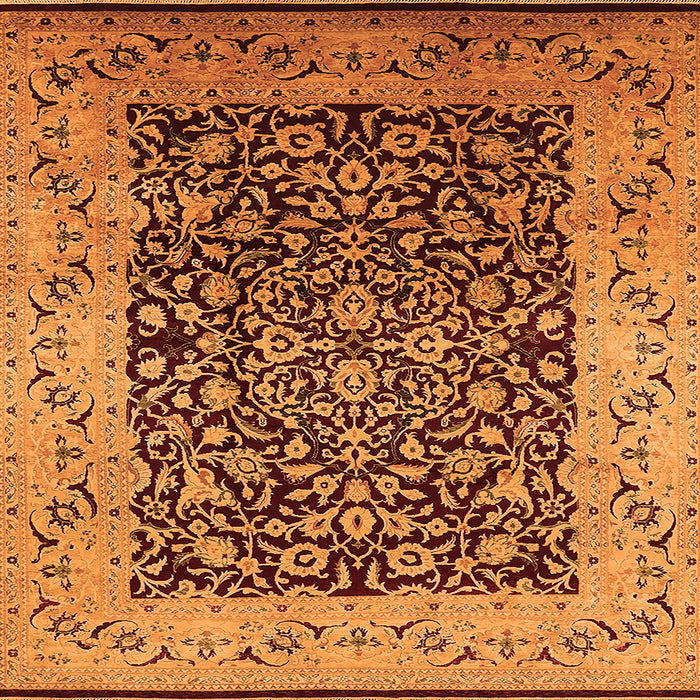 Square Machine Washable Oriental Orange Industrial Area Rugs, wshurb3023org