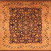 Square Machine Washable Oriental Orange Industrial Area Rugs, wshurb3023org