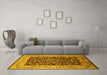 Machine Washable Oriental Yellow Industrial Rug in a Living Room, wshurb3023yw