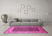 Machine Washable Oriental Pink Industrial Rug in a Living Room, wshurb3023pnk