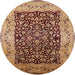 Round Mid-Century Modern Brown Sand Brown Oriental Rug, urb3023