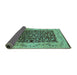 Sideview of Oriental Turquoise Industrial Rug, urb3023turq