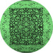 Round Oriental Emerald Green Industrial Rug, urb3023emgrn