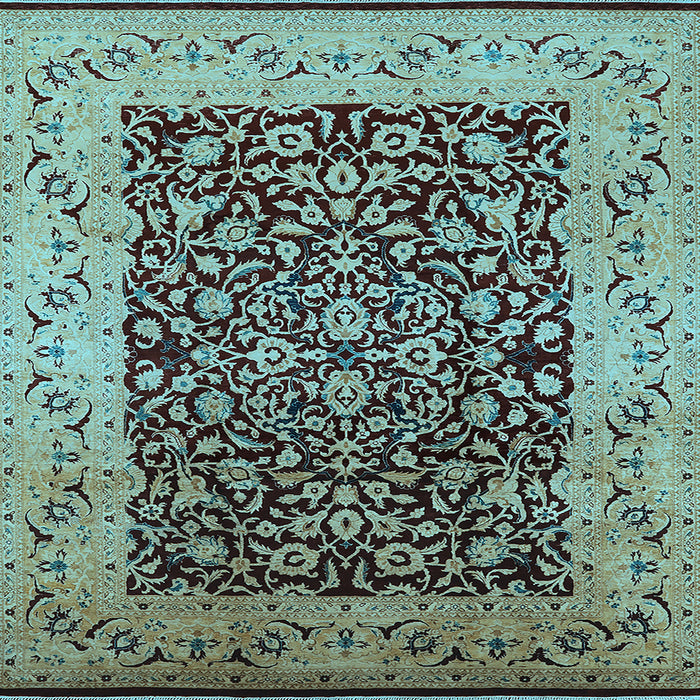 Square Machine Washable Oriental Light Blue Industrial Rug, wshurb3023lblu