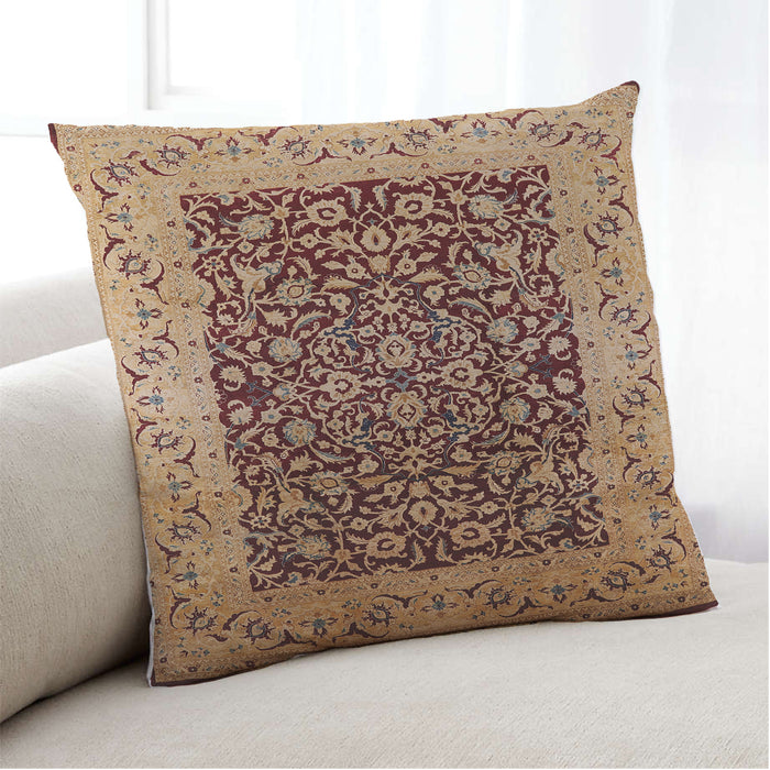 Lifestyle Image of Mid-Century Modern Urban Square Brown Sand Brown Throw Pillow, 18 inch by 18 inch, pwurb3023