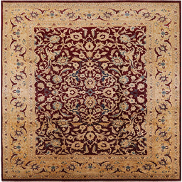 Square Mid-Century Modern Brown Sand Brown Oriental Rug, urb3023
