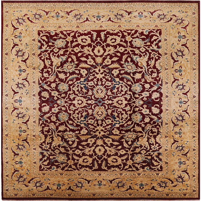 Square Mid-Century Modern Brown Sand Brown Oriental Rug, urb3023
