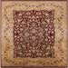 Square Mid-Century Modern Brown Sand Brown Oriental Rug, urb3023