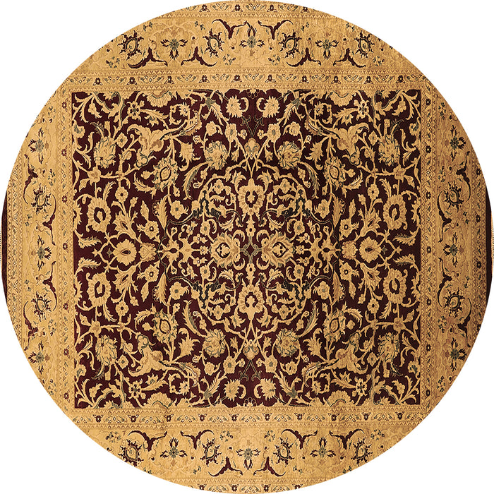 Round Oriental Brown Industrial Rug, urb3023brn