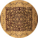 Round Oriental Brown Industrial Rug, urb3023brn