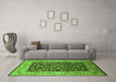 Machine Washable Oriental Green Industrial Area Rugs in a Living Room,, wshurb3023grn