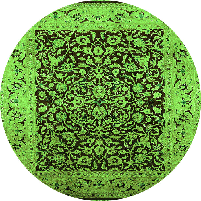 Round Oriental Green Industrial Rug, urb3023grn