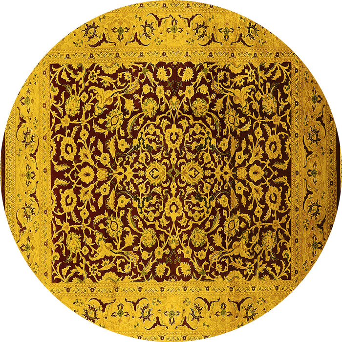 Round Oriental Yellow Industrial Rug, urb3023yw