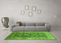 Machine Washable Oriental Green Industrial Rug, wshurb3024grn