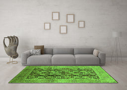 Machine Washable Oriental Green Industrial Area Rugs in a Living Room,, wshurb3024grn
