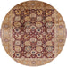 Round Machine Washable Industrial Modern Sandy Brown Rug, wshurb3024