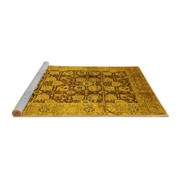 Sideview of Machine Washable Oriental Yellow Industrial Rug, wshurb3024yw