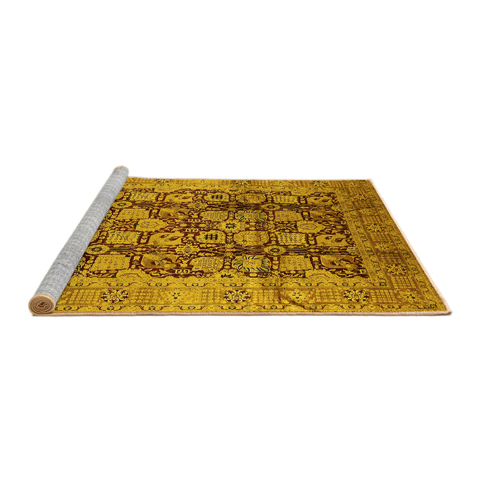 Sideview of Machine Washable Oriental Yellow Industrial Rug, wshurb3024yw