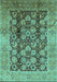 Machine Washable Oriental Turquoise Industrial Area Rugs, wshurb3024turq