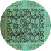 Round Oriental Turquoise Industrial Rug, urb3024turq