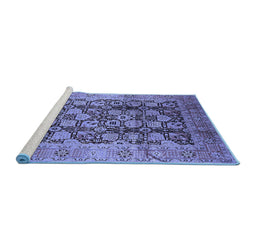 Sideview of Machine Washable Oriental Blue Industrial Rug, wshurb3024blu