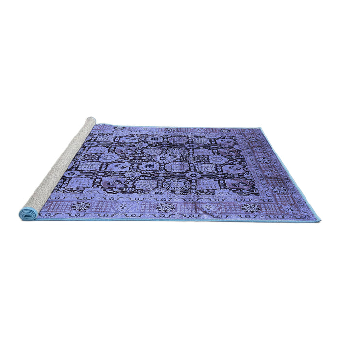 Sideview of Machine Washable Oriental Blue Industrial Rug, wshurb3024blu