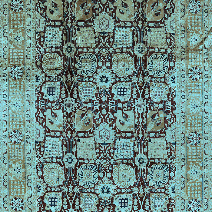 Machine Washable Oriental Light Blue Industrial Rug, wshurb3024lblu