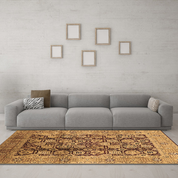 Machine Washable Oriental Brown Industrial Rug in a Living Room,, wshurb3024brn