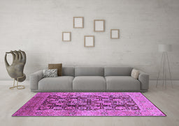 Machine Washable Oriental Purple Industrial Area Rugs in a Living Room, wshurb3024pur