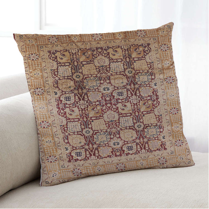 Lifestyle Image of Mid-Century Modern Urban Square Sandy Brown Throw Pillow, 18 inch by 18 inch, pwurb3024