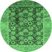 Round Oriental Emerald Green Industrial Rug, urb3024emgrn