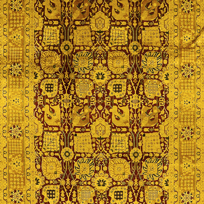 Machine Washable Oriental Yellow Industrial Rug, wshurb3024yw