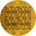 Round Oriental Yellow Industrial Rug, urb3024yw