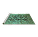 Sideview of Machine Washable Oriental Turquoise Industrial Area Rugs, wshurb3024turq