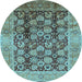 Round Oriental Light Blue Industrial Rug, urb3024lblu