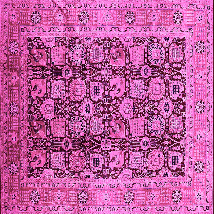 Square Machine Washable Oriental Pink Industrial Rug, wshurb3024pnk