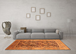 Machine Washable Oriental Orange Industrial Area Rugs in a Living Room, wshurb3024org