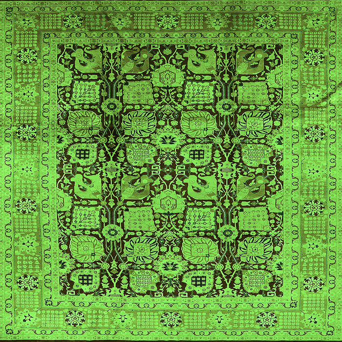 Square Machine Washable Oriental Green Industrial Area Rugs, wshurb3024grn