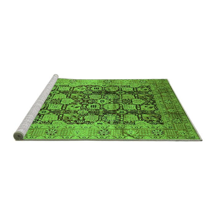 Sideview of Machine Washable Oriental Green Industrial Area Rugs, wshurb3024grn
