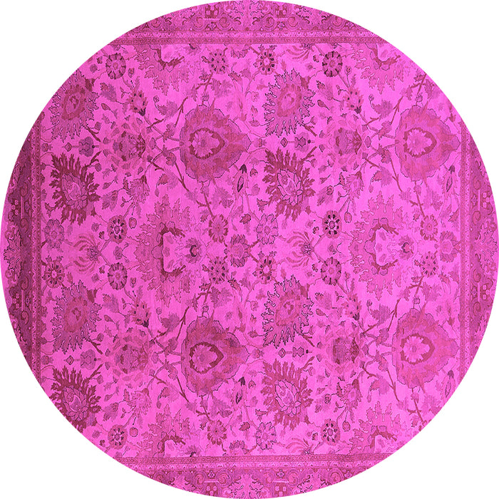 Round Machine Washable Oriental Pink Industrial Rug, wshurb3025pnk
