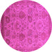 Round Machine Washable Oriental Pink Industrial Rug, wshurb3025pnk