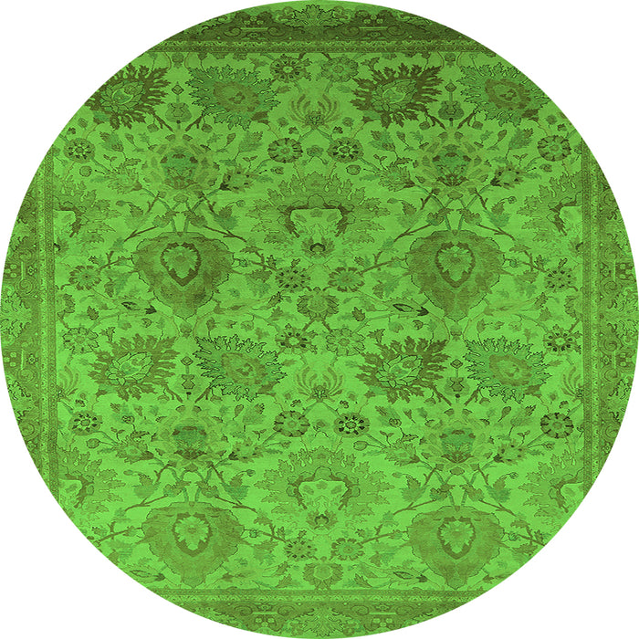 Round Machine Washable Oriental Green Industrial Area Rugs, wshurb3025grn