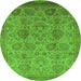 Round Machine Washable Oriental Green Industrial Area Rugs, wshurb3025grn