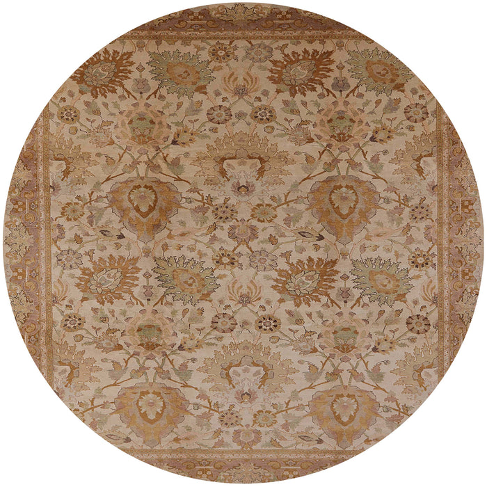 Round Mid-Century Modern Light Copper Gold Oriental Rug, urb3025