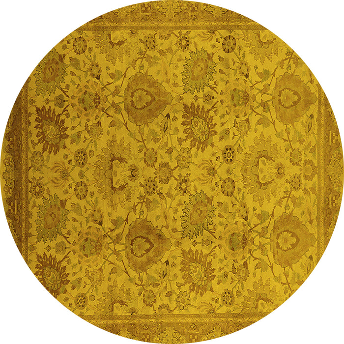 Round Oriental Yellow Industrial Rug, urb3025yw