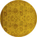 Round Oriental Yellow Industrial Rug, urb3025yw