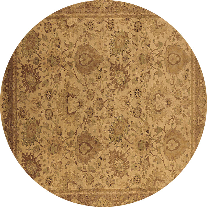 Round Machine Washable Oriental Brown Industrial Rug, wshurb3025brn