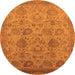 Round Machine Washable Oriental Orange Industrial Area Rugs, wshurb3025org