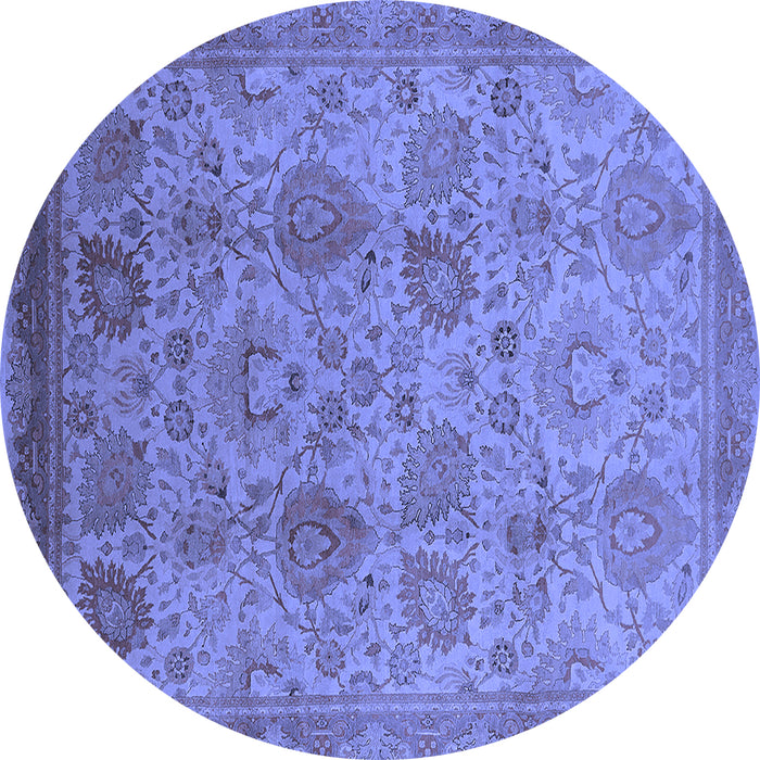 Round Oriental Blue Industrial Rug, urb3025blu