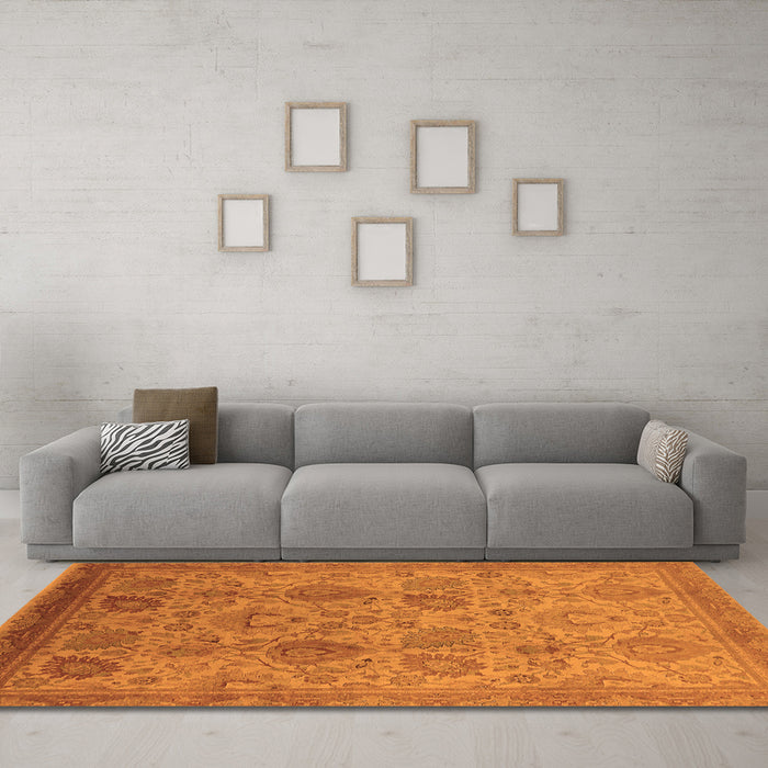 Machine Washable Oriental Orange Industrial Area Rugs in a Living Room, wshurb3025org